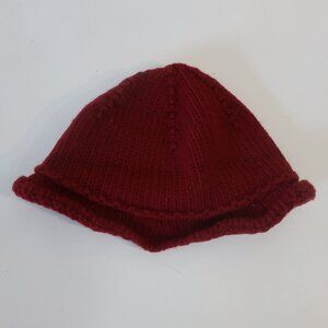 Womens Agnes B. Red Wine Pure Wool Beanie Hat OS